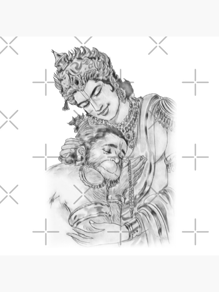 Indian god lord ram and sita black and white clip art illustration • wall  stickers white, vishnu, vintage | myloview.com