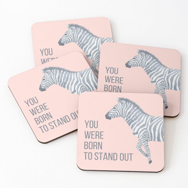 Item preview, You were born to stand out, motivational quotes, light Pink background with Zebra designed and sold by Sarah Zan.