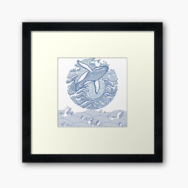 Aperçu de l'œuvre peintures orientales de baleines bleues ukiyoe créée et vendue par ArtByRuve.