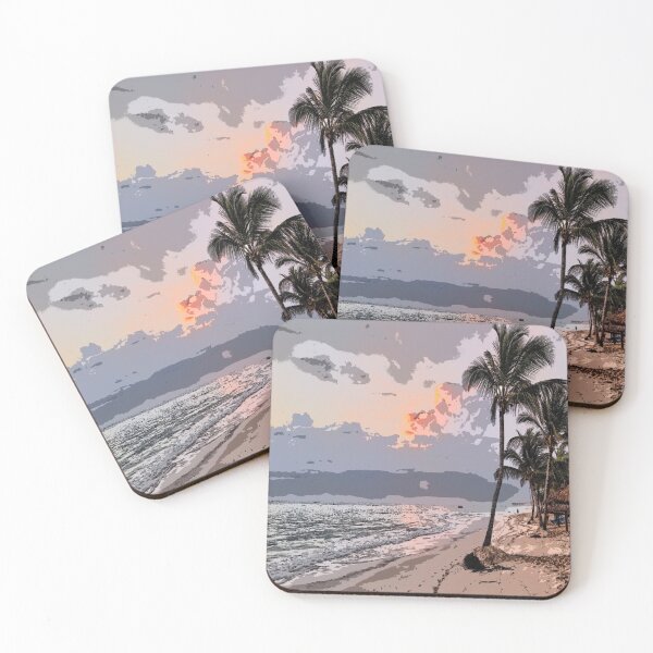 Item preview, Tropical Beach Sunset Horizon Blue Ocean Waves Palm Trees Seascape designed and sold by LashCreations.