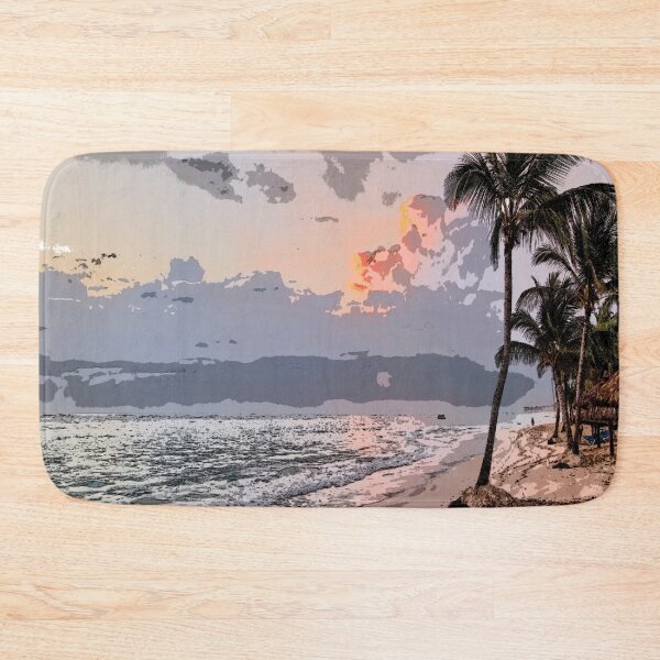 Item preview, Tropical Beach Sunset Horizon Blue Ocean Waves Palm Trees Seascape designed and sold by LashCreations.