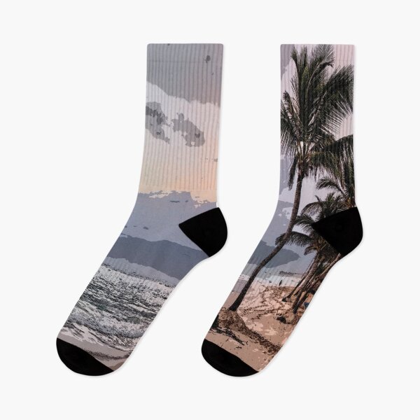 Item preview, Tropical Beach Sunset Horizon Blue Ocean Waves Palm Trees Seascape designed and sold by LashCreations.