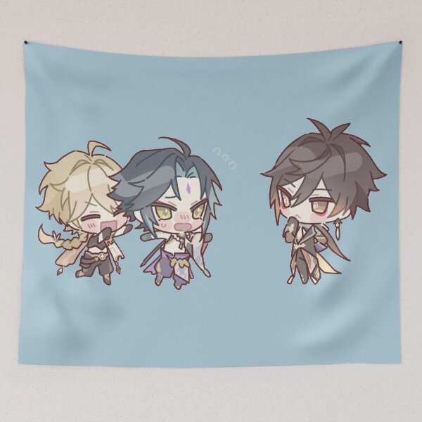 Item preview, Genshin Impact Chibi Zhongli,  Xiao,  and Aether  designed and sold by NewEraMutant.