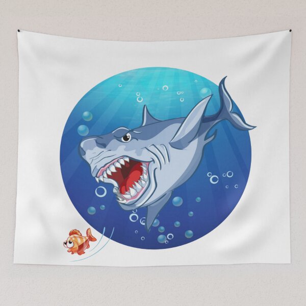 Item preview, Shark Chases Little Fish designed and sold by WearWolfDesigns.