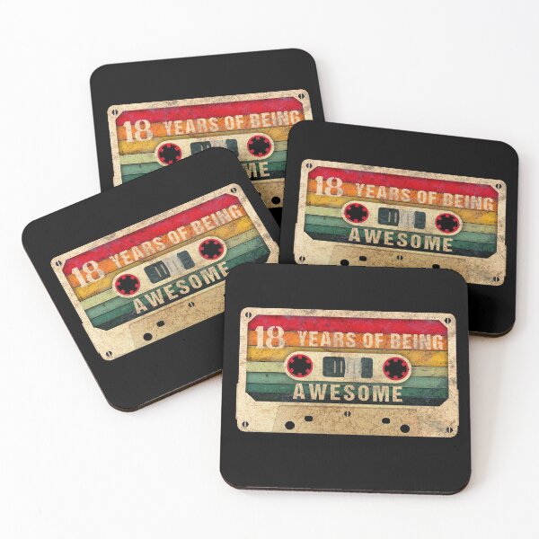 Item preview, 18 Years Of Being Awesome, 80s Retro Video Cassette Mixtape, 18th Birthday Gift designed and sold by GoldenGerrari.