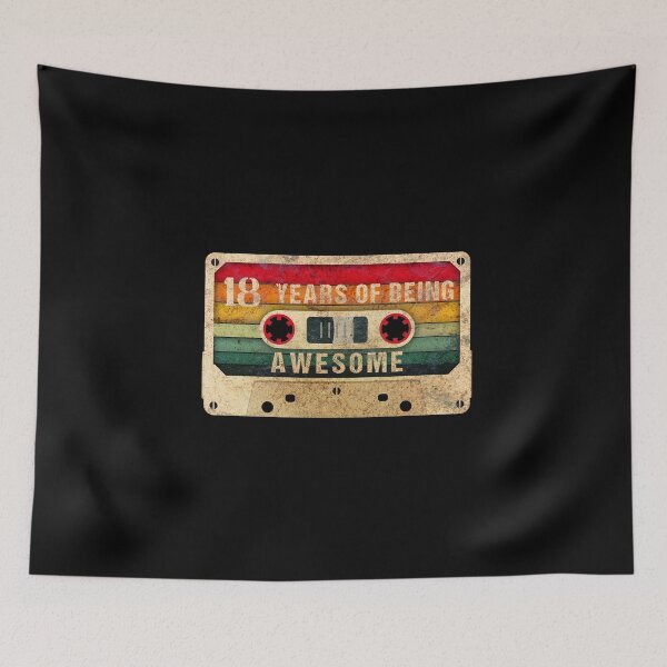 Item preview, 18 Years Of Being Awesome, 80s Retro Video Cassette Mixtape, 18th Birthday Gift designed and sold by GoldenGerrari.
