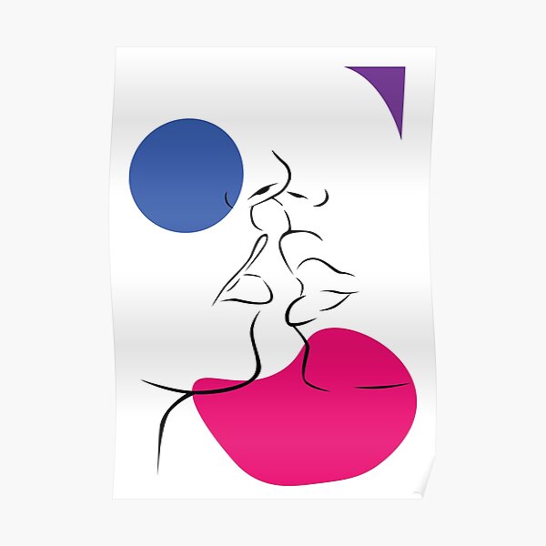 Bisexual Kiss Line Art Poster
