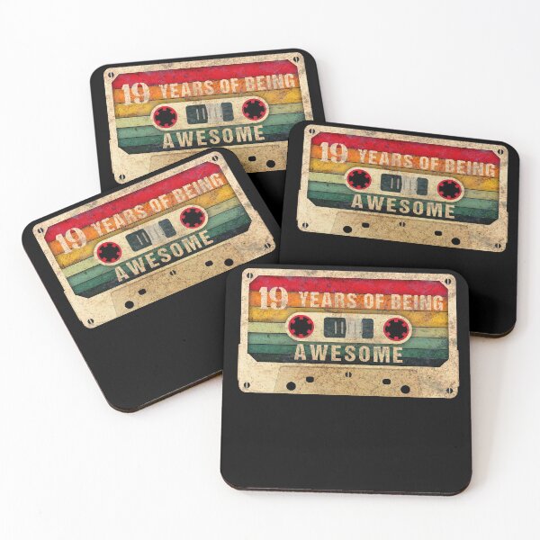 Item preview, 19 Years Of Being Awesome, 80s Retro Video Cassette Mixtape, 19th Birthday Gift designed and sold by GoldenGerrari.