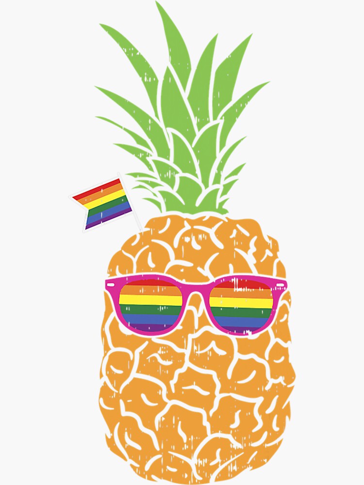 "Gay Pineapple Funny Fruit Food Lgbt Pride Rainbow Flag" Sticker by