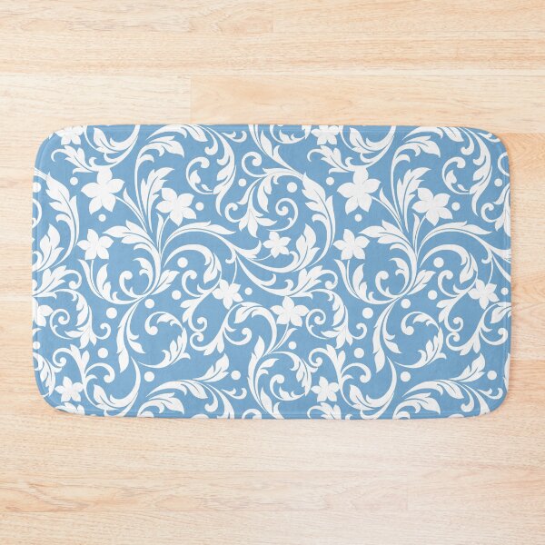 Item preview, Sky Blue and White Floral Damask Pattern designed and sold by thelustrous.