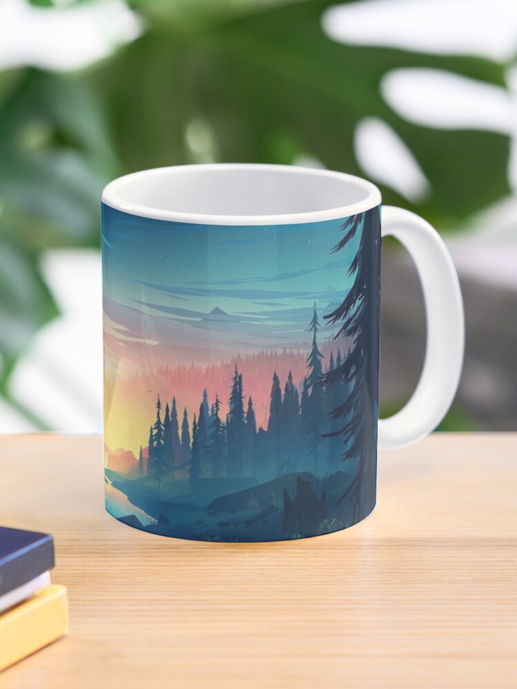 Forested Coffee Mug Art Print Wanderlust Wall Art Print Coffee