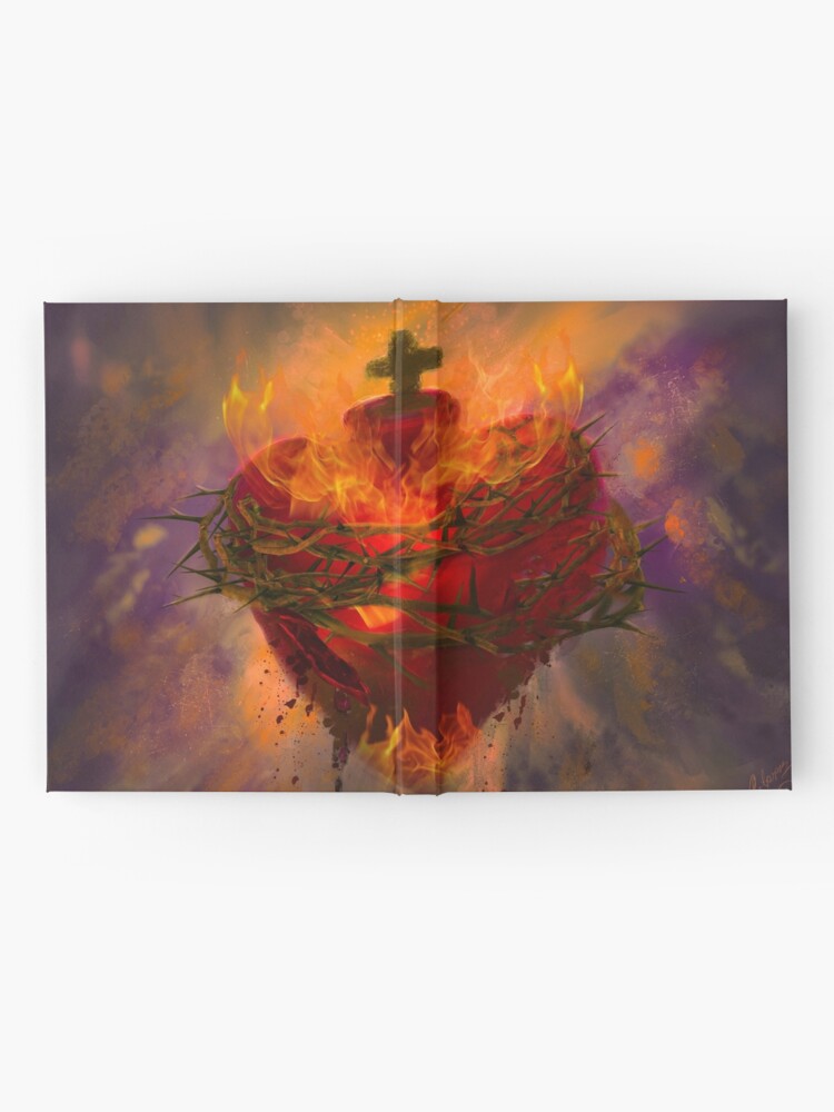 Thumbnail 2 of 3, Journal, Sacred Heart of Jesus designed and sold by phatpuppyart.