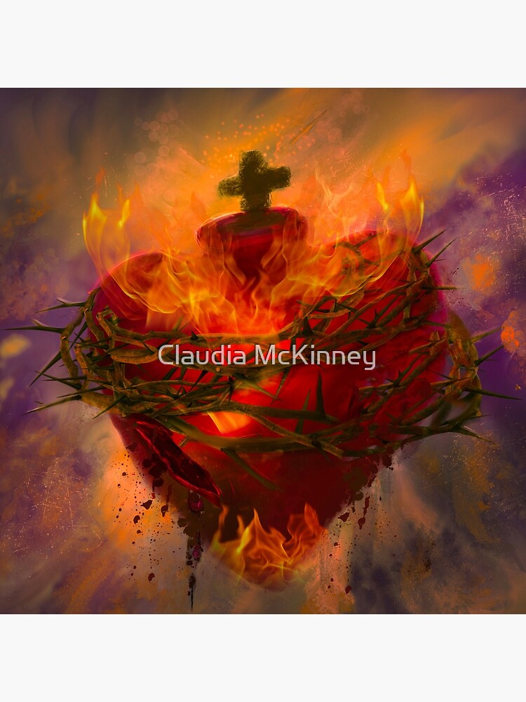 Thumbnail 2 of 2, Tote Bag, Sacred Heart of Jesus designed and sold by phatpuppyart.