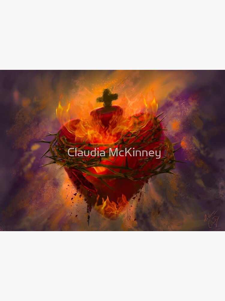 Thumbnail 3 of 3, Poster, Sacred Heart of Jesus designed and sold by phatpuppyart.