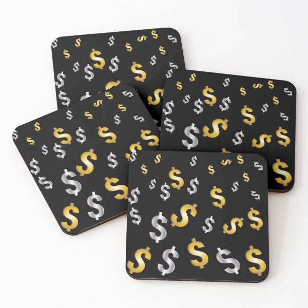 Item preview, Gold and silver dollar signs on black background designed and sold by Murza.