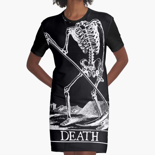 Skeleton Playing Card Short Sleeve Dress