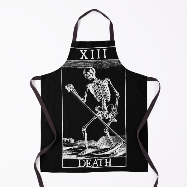 Item preview, XIII Death: vintage black & white Tarot card from a 19th century deck designed and sold by Happy Puppy Print On Demand.
