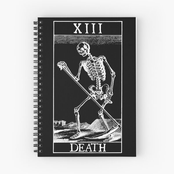 Item preview, XIII Death: vintage black & white Tarot card from a 19th century deck designed and sold by Happy Puppy Print On Demand.