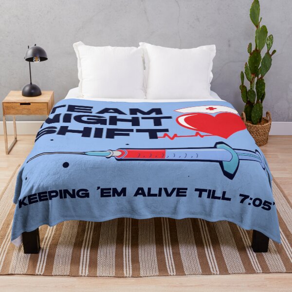 Item preview, Team night shift keeping em alive till 7:05 , injection dark text, nursing week, international nurses day, nurses month, medical stuff, oddly specific designed and sold by SGS-.