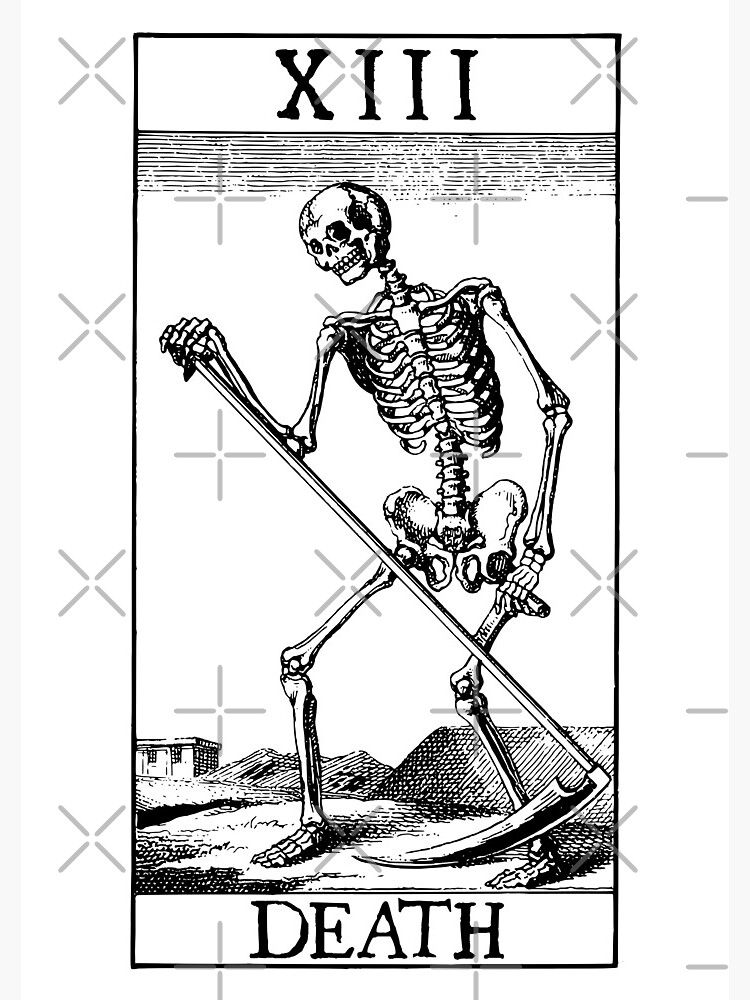 XIII Death: vintage black & white Tarot card from a 19th century