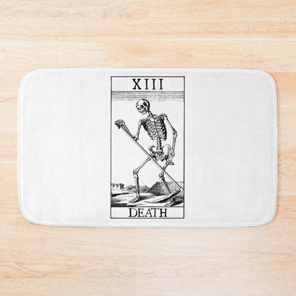 Item preview, XIII Death: vintage black & white Tarot card from a 19th century deck designed and sold by Happy Puppy Print On Demand.