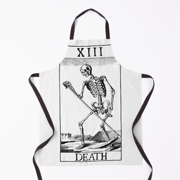 Item preview, XIII Death: vintage black & white Tarot card from a 19th century deck designed and sold by Happy Puppy Print On Demand.