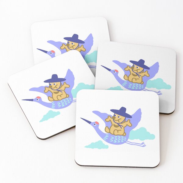 Item preview, Cute Korean half moon bear flying with Crane  designed and sold by commondreamer.