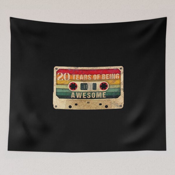 Item preview, 20 Years Of Being Awesome, 80s Retro Video Cassette Mixtape, 20th Birthday Gift designed and sold by GoldenGerrari.