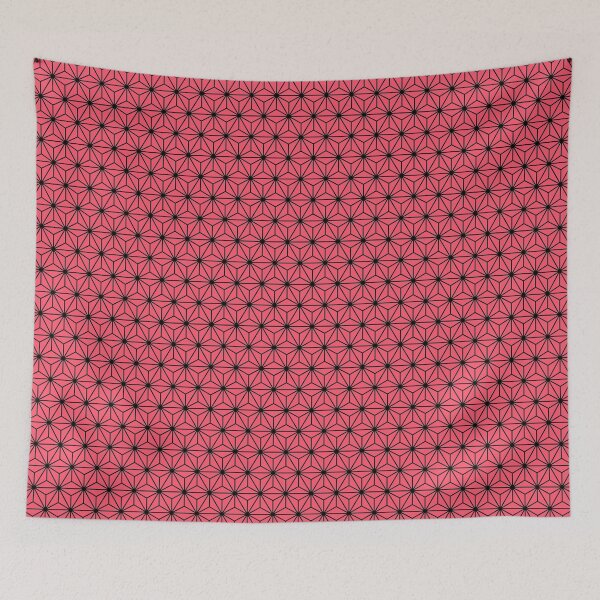 Item preview, Fiery Rose Pink Black Asanoha - Japanese Traditional Pattern designed and sold by KinitaDesign.