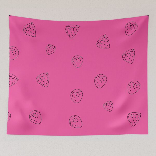 Item preview, Strawberry Doodles Black Art Print designed and sold by lineartdesigns.