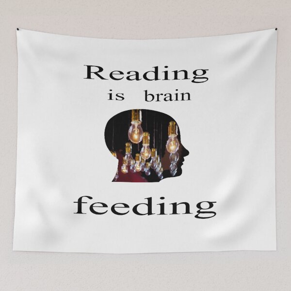 Item preview, reading is brain feeding w designed and sold by CottagePop.
