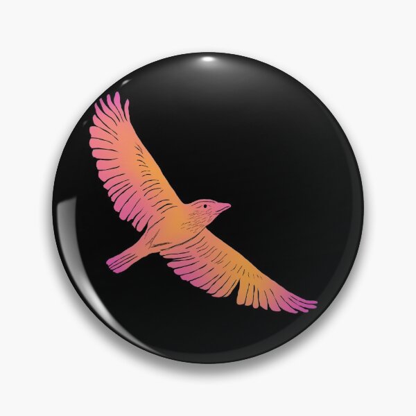 Artikelvorschau, Pink und Orange Vogel im Flug, Flügel ausgestreckt, Neon Flying Bird entworfen und verkauft von thephoenixsoul.