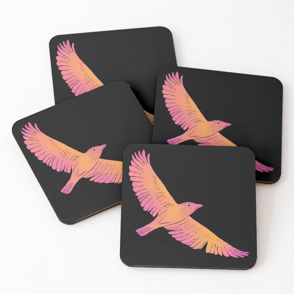 Item preview, Hot Pink and Orange Bird in Flight, Wings Outstretched, Neon Flying Bird  designed and sold by thephoenixsoul.
