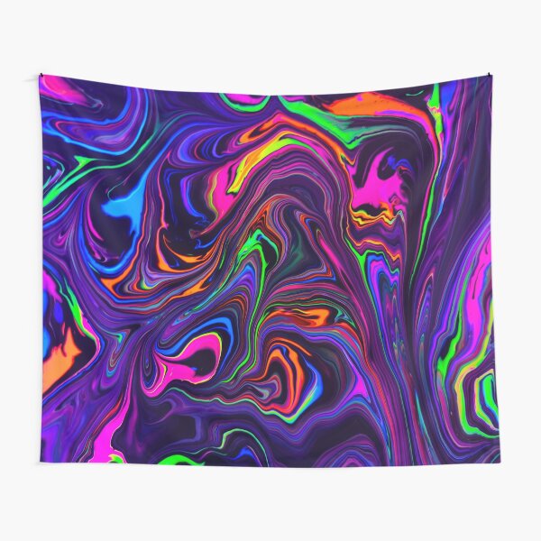 Neon Space Waves Tapestry