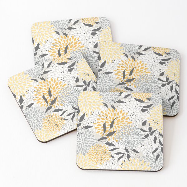 Item preview, Leaves and Blooms, Yellow, Gray, Charcoal designed and sold by meggydesigns.
