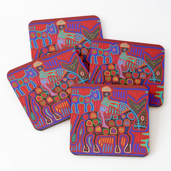 Item preview, Vaquero y Caballos - Scarlet Red, Blue, Orange designed and sold by Esprit-Mystique.