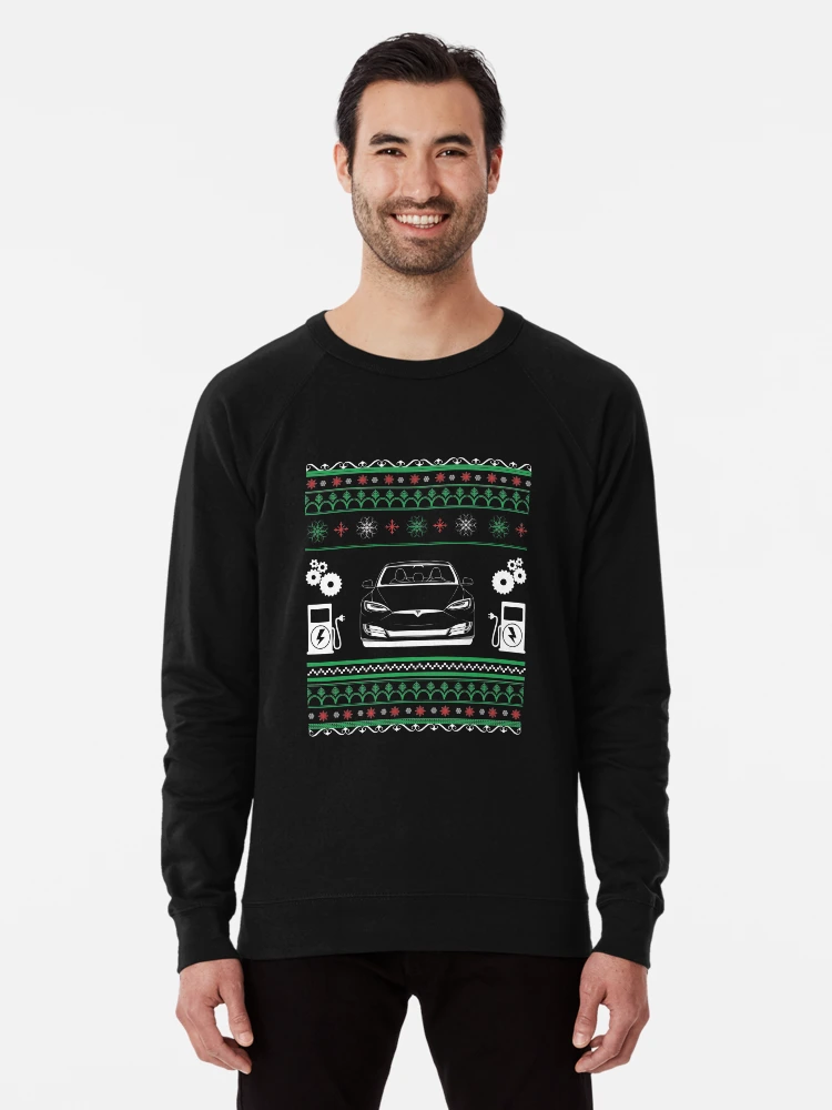 Tesla Model S Christmas Sweater Lightweight Sweatshirt for Sale by fireball916 Redbubble