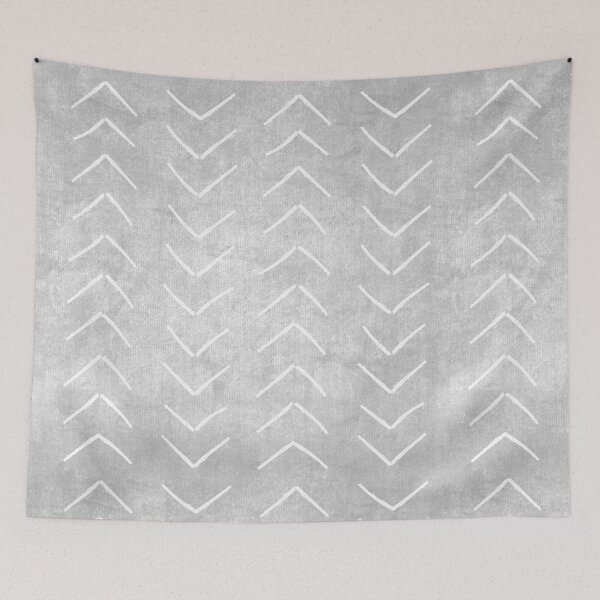 Item preview, African Mud Cloth Boho Arrows White and Light Grey designed and sold by TheCozyCottage.