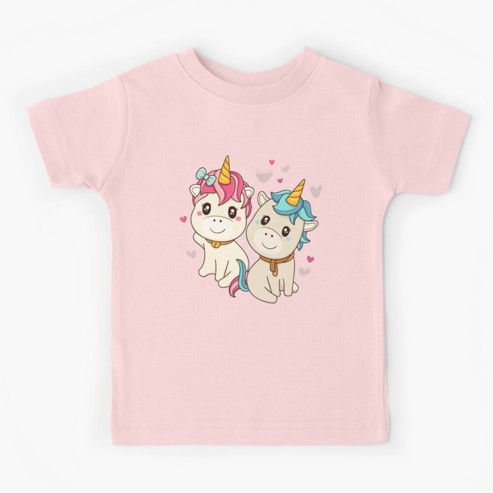 Cute Kawaii Boy & Girl Unicorn Kids T-Shirt for Sale by Inspiring Lady