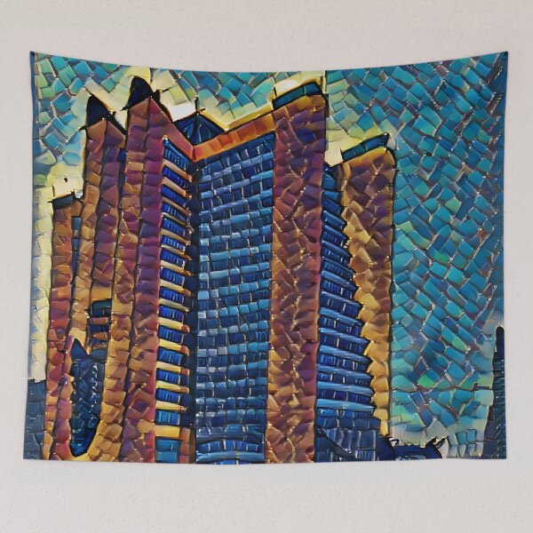 Item preview, Retrofuturist Building Artwork designed and sold by Artificial-Arts.