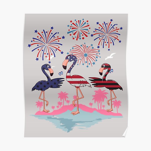 Patriotic Hawaiian Shirt Flamingo Patriotic Animals Happy