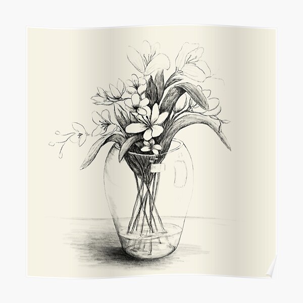 Pencil Drawing Glass Vase Flowers Stock Clipart  RoyaltyFree  FreeImages