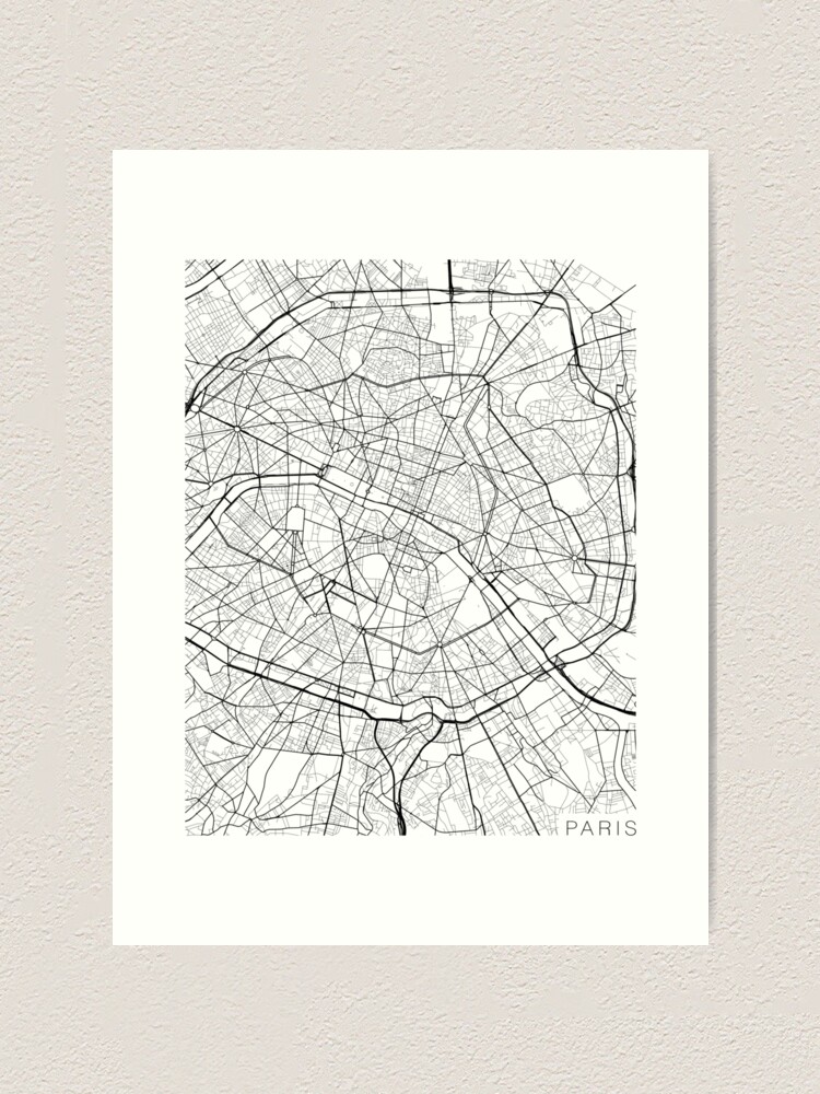 paris karte schwarz weiß Paris Map Frankreich Schwarz Und Weiss Kunstdruck Von Mainstreetmaps Redbubble paris karte schwarz weiß