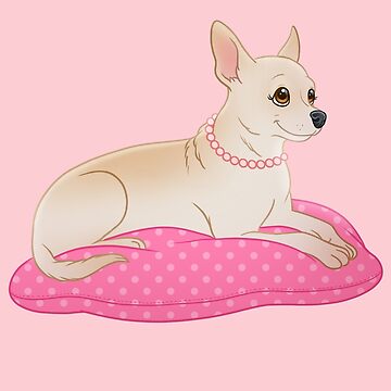 Artwork thumbnail, Spoiled short haired chihuahua white on pillow by Chiwowy