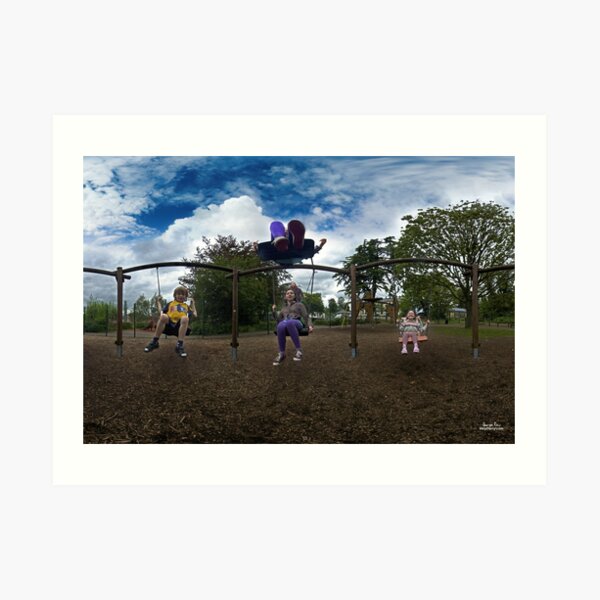 3 Kids on a Swing Art Print