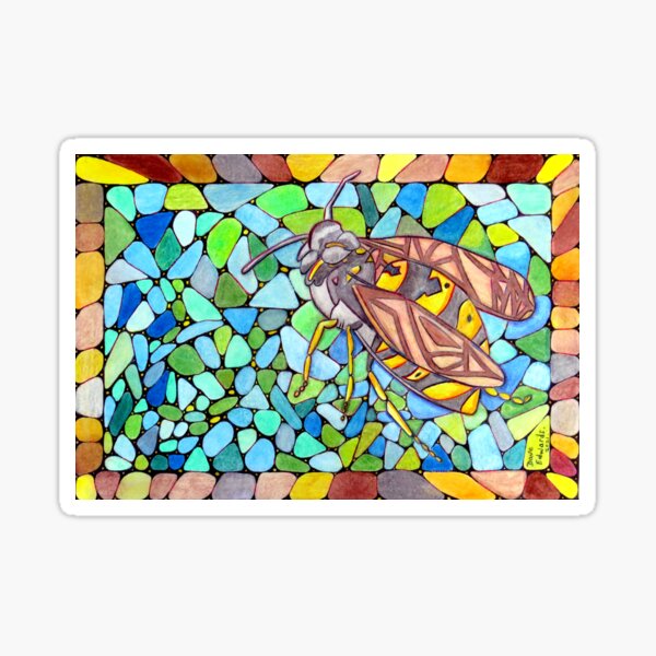 553 - A WASPISH DESIGN - DAVE EDWARDS - COLOURED PENCILS - 2021 Sticker