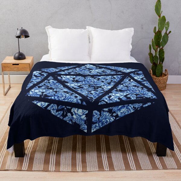 Item preview, Delft Blue Gradient Rose Vintage Pattern Silhouette D20 - Subtle Dungeons and Dragons Design designed and sold by GenAumonier.