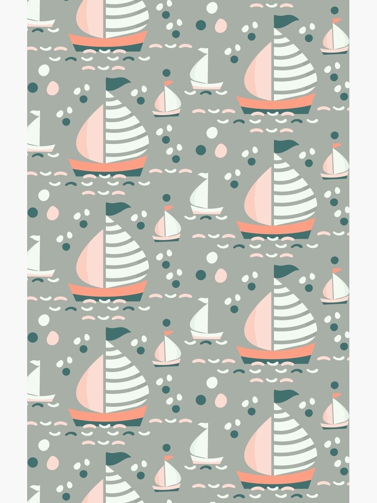Thumbnail 4 of 4, Samsung Galaxy Phone Case, Ship and Sea Pattern. Marine Illustration on the light green background designed and sold by Victoria Riabov.