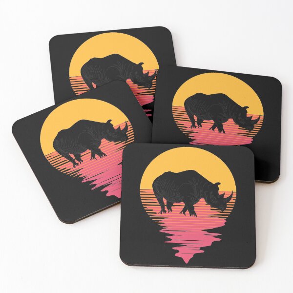 Item preview, Retro 80s Tropical Sun Vaporwave Summer Rhino designed and sold by IZiets.