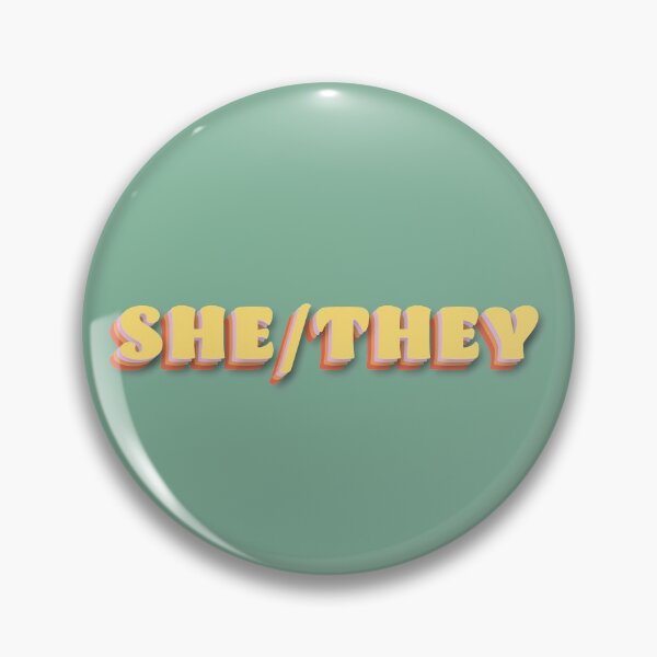 Item preview, "She/They" Groovy Pronouns Sticker designed and sold by Angry Vegetarian Shop.
